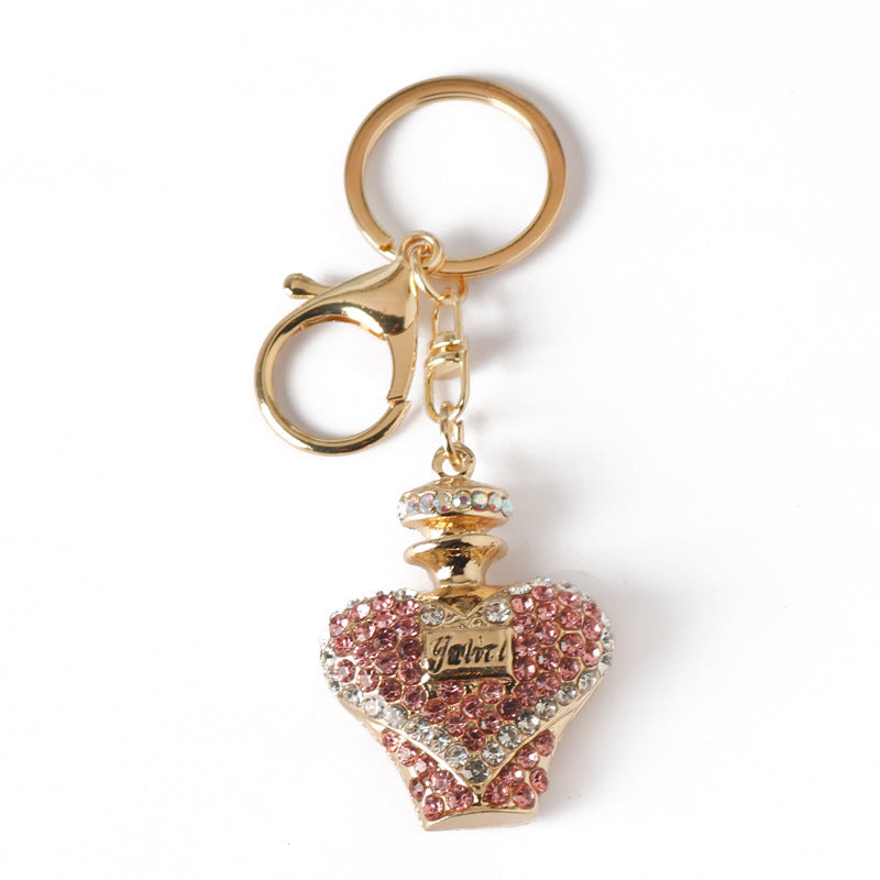 Wholesale Full Diamond Perfume Bottle Alloy Key Ring